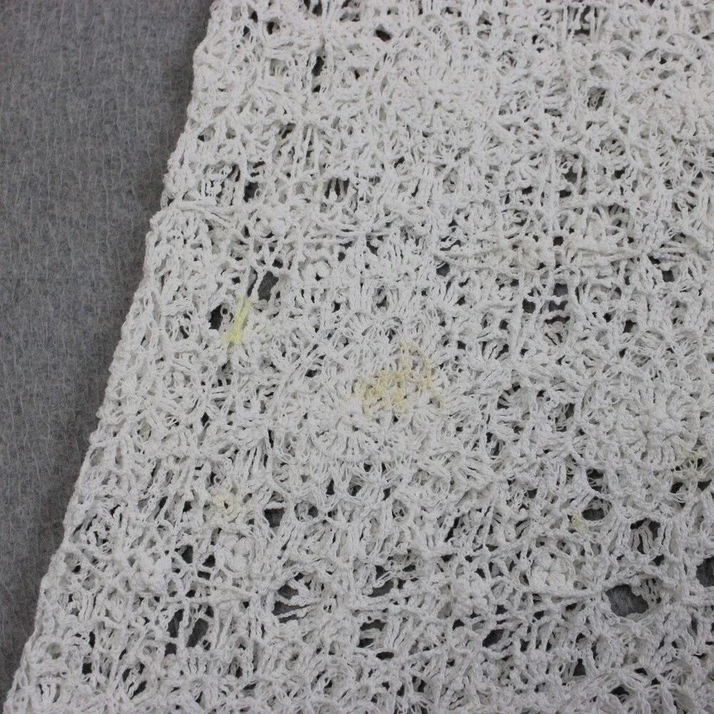 Vintage Handmade Tablecloth 68x45 Large Crochet Lace Scallop Edge Cottage READ